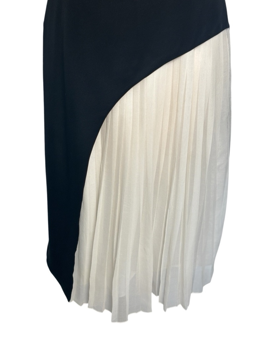 Tibi Colorblock Pleated Dress Size 6 Neutral Minimalist Designer Midi Dress - Picture 4 of 10